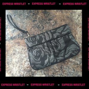 SOLD Express Charcoal Shimmer Rose Wristlet